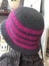 100% Wool Felted Hat - Pink & Grey