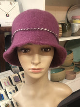 100% Wool Felted Hat - Pink with Art Yarn band
