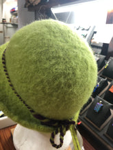 100% Wool Felted Hat - Light Green with Art yarn band