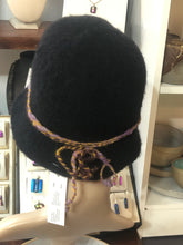 100% Wool Felted Hat - Black with Art Yarn band