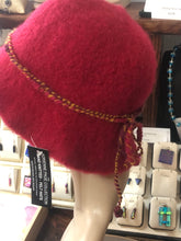 100% Wool Felted Hat - Red with Art Yarn band