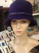 100% Wool Felted Hat - Deep Purple with Art Yarn band