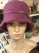 100% Wool Felted Hat - Pink with Art Yarn band