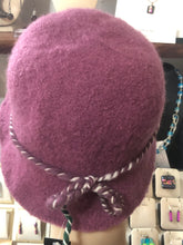 100% Wool Felted Hat - Pink with Art Yarn band