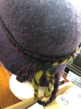 100% Wool Felted Hat - Purple with Art yarn band