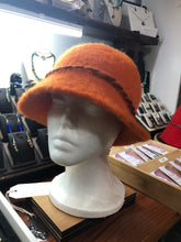 100% Wool Felted Hat - Orange with Art yarn band