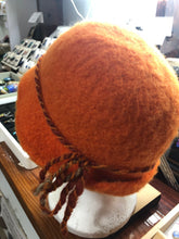 100% Wool Felted Hat - Orange with Art yarn band