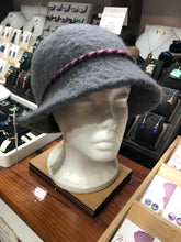 100% Wool Felted Hat - Grey with art yarn band