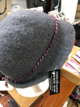 100% Wool Felted Hat - Grey with art yarn band