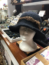 100% Wool Felted Hat - Black with  Art Yarn