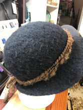 100% Wool Felted Hat - Black with  Art Yarn