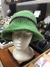 100% Wool Felted Hat - Green with Art yarn band