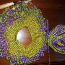 Hand Spun Art Yarn -  Lime Green, Purple Blue