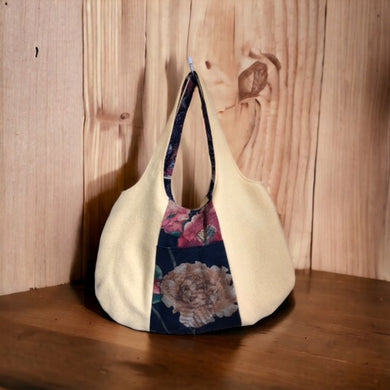 Pure wool Tote Bag - Mustard with floral design
