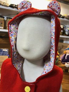 Wool Hooded Vest - Red