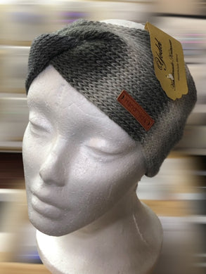 Hand Knitted Headbands- Grey & White