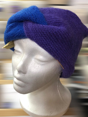 Hand Knitted Headbands- Purple and Blue
