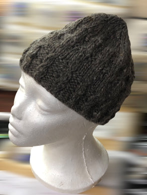 Hand Knitted Beanie 100% Wool - Brown