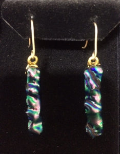 9 ct Gold Dichroic Glass Earring - Green Purple