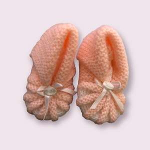 100% Wool New Born Booties - Apricot