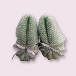 100% Wool New Born Bootie - Pale Green