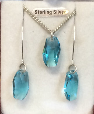 Sterling Silver Swarovski Crystal Pendant & Earring Set