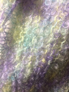 Hand Knitted Shawl - Purple Green