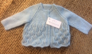 Hand knitted babies Cardigan - Baby Blue