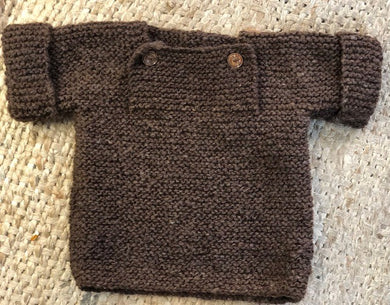 Hand Knitted Collared Jersey - Brown