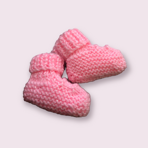 100% Wool New Born Booties - Pink