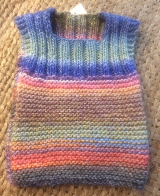 Hand Knitted Pull over Vest - Multi Colour