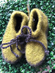 Felted Booties - Lime Green and Beige