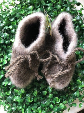 Felted Booties -Beige and Brown