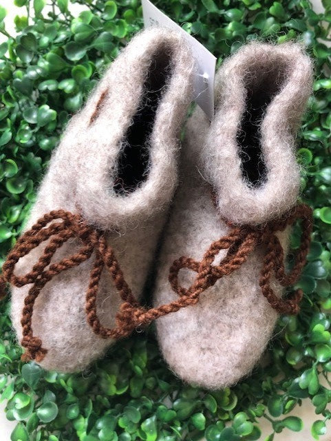 Felted Booties -Beige and Brown Tan