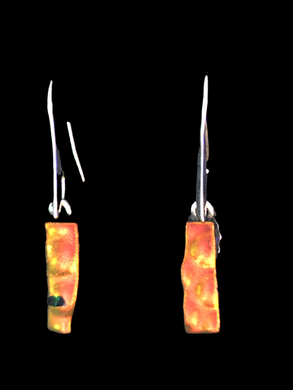 Sterling Silver Dichoric Glass Earrings - Orange