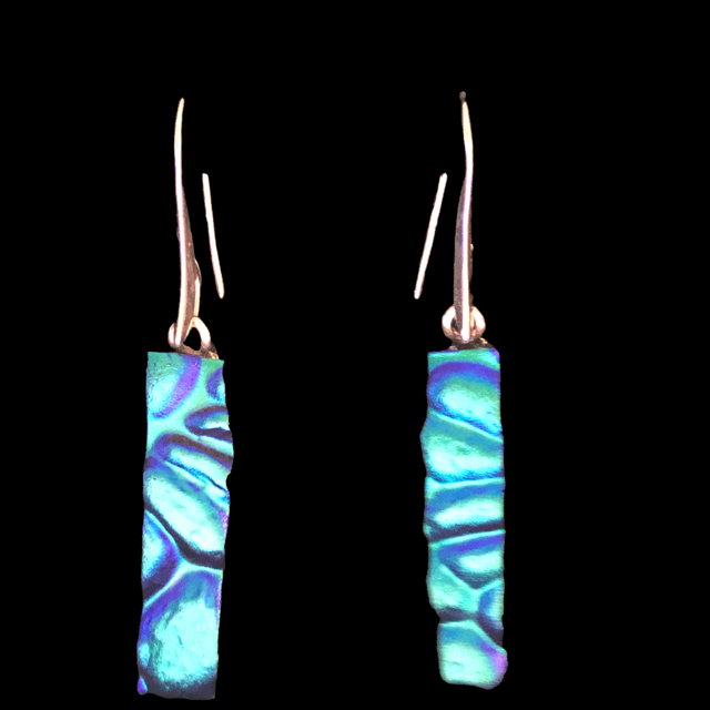 Sterling Silver Dichoric Glass Earrings - Blue