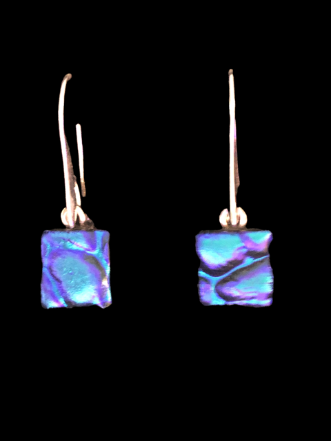 Sterling Silver Dichoric Glass Earrings - Blue