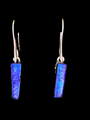 Sterling Silver Dichoric Glass Earrings -Blue