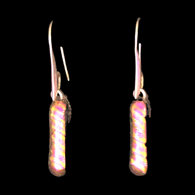 Sterling Silver Dichoric Glass Earrings - Pink Orange