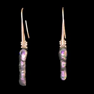 Sterling Silver Dichoric Glass Earrings - Purple Green