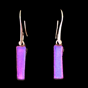 Sterling Silver Dichoric Glass Earrings - Pink Purple