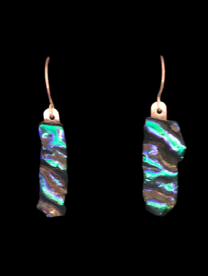 Sterling Silver Dichoric Glass Earrings - Green Blue