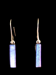 Sterling Silver Dichoric Glass Earrings -  Blue