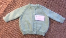Hand knitted babies Cardigan - Pastel Green