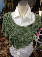Wool Shawl with Brooch - Green