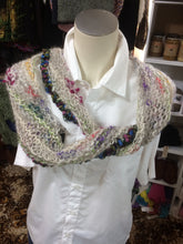 Grey and Multicolored  Hand spun hand dyed hand knitted Wool Shawl
