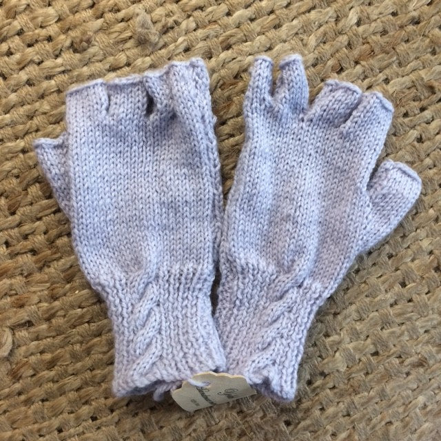 100% Wool Finger-less Gloves -Light Purple
