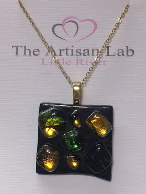 Nickel Free Gold Plated Dichoric Glass Pendant