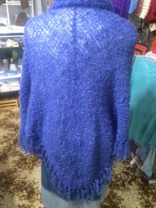 Hand Knitted Shawl - Blue