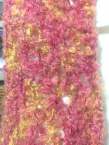 Hand Knitted Shawl - Pink Yellow